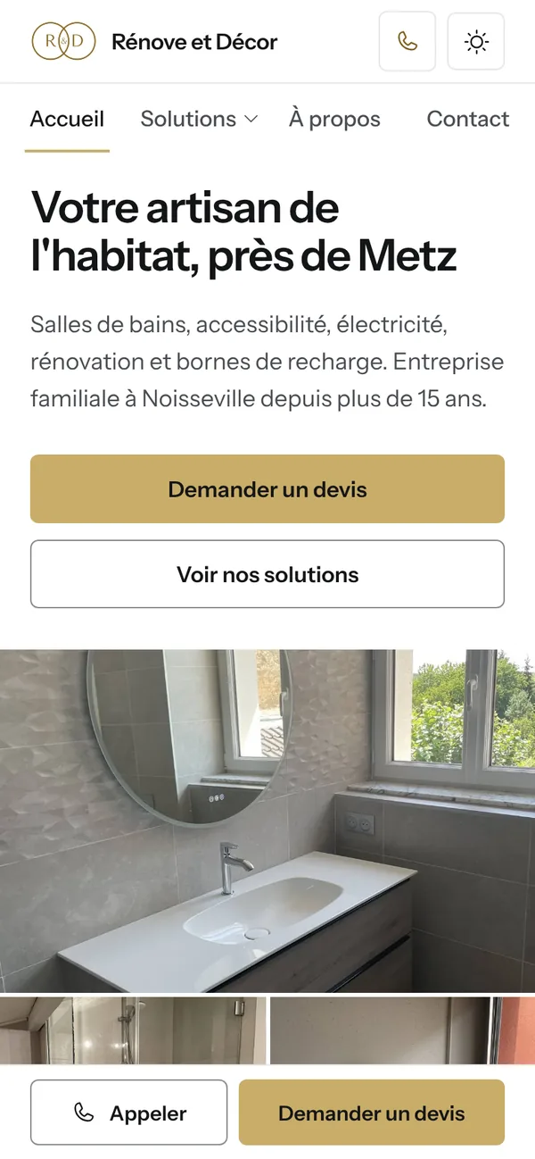 Le même site sur téléphone